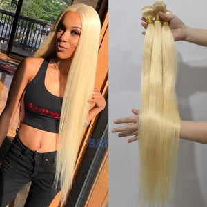 613 Blonde Peruvian Straight Hair Weave Bundles